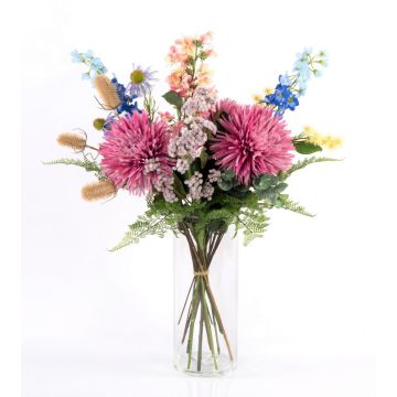 Decorative summer bouquet LOLANA, delphinium, pink-blue, 28"/70 cm, Ø 20"/50 cm