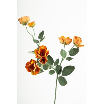 Artificial flower branch Wild rose FOSETTA, Eco Collection, orange-yellow, 28"/70cm, Ø1.2"-2"/3-5cm