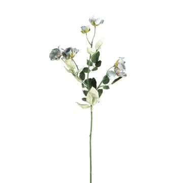 Artificial flower branch Wild rose FOSETTA, Eco Collection, grey-light blue, 28"/70cm, Ø1.2"-2"/3-5cm