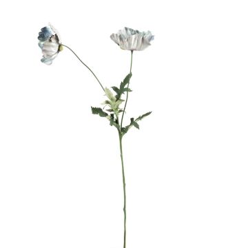 Plastic poppy branch GUNDULA, Eco Collection, grey-blue, 28"/70cm, Ø2.8"-3.1"/7-8cm