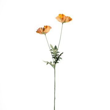 Plastic poppy branch GUNDULA, Eco Collection, orange-yellow, 28"/70cm, Ø2.8"-3.1"/7-8cm