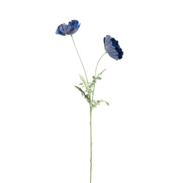 Plastic poppy branch GUNDULA, Eco Collection, royal blue, 28"/70cm, Ø2.8"-3.1"/7-8cm