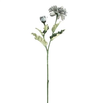 Artificial flower branch Zinnia GUNDISINE, Eco Collection, grey-blue, 26"/65cm, Ø3.5"/9cm