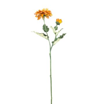 Artificial flower branch Zinnia GUNDISINE, Eco Collection, orange-yellow, 26"/65cm, Ø3.5"/9cm