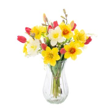 Decorative spring bouquet MANULA, narcissus, yellow-fuchsia-white, 16"/40 cm, Ø 12"/30 cm Decorative spring bouquet MANULA, narcissus, yellow-fuchsia-white, 16"/40 cm, Ø 12"/30 cm
