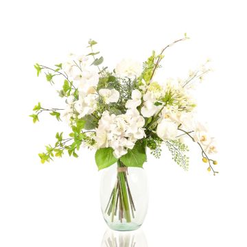Decorative winter bouquet FUYUKO, white-green, 28"/70cm, Ø22"/55cm