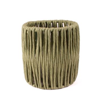 Tealight holder made of sisal BALKHAB with glass insert, green, 6"/16,5cm, Ø6"/15cm