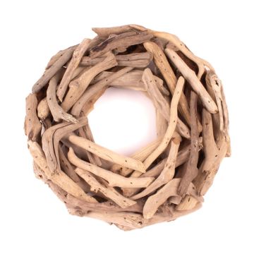 Natural decoration Wreath made of driftwood LAURIN, natural, 10"/25cm