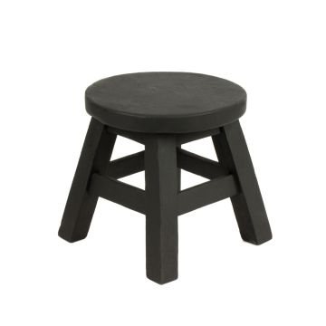 Wooden stool NANNATI made of wood, black, 10"/25cm, Ø10"/26cm