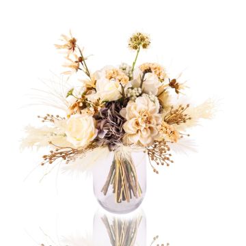 Decorative bouquet RAWENNA in a dry look, beige-white, 16"/40cm, Ø20"/50cm