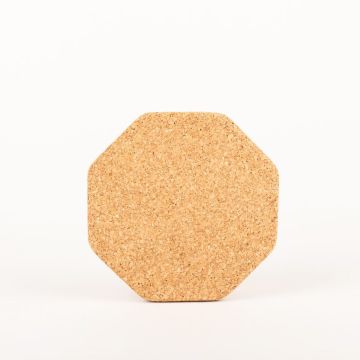 Octagonal agglomerated cork coaster MANARA, natural, 0.6"/1,5cm, Ø7"/18cm
