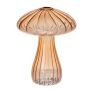 Vase made of glass PULCHERIA, mushroom shape, grooves, amber-clear, 13cm Ø10cm