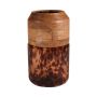 Glass vase RUSSELL with mango wood, leopard pattern, brown-transparent, 10"/25,5 cm, Ø 6"/15 cm