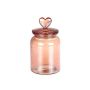 Glass jar LORESA with lid, heart-shaped handle, salmon, 8"/19,5cm, Ø4.1"/10,5cm