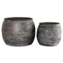 Vintage zinc planter RIZA, 2 pieces, bellied, grey, 27,5-32cm, Ø30-40cm