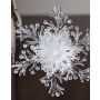 Acrylic hanging ornament Snowflake BALADI, glitter, transparent-silver-white, Ø6"/15cm