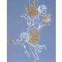 Acrylic pendant angel, 2 pieces, harp, lyre, glitter, gold, 3.5"x3.9"/9x10cm