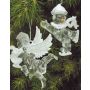 Acrylic hanging ornament Angel LINDY, 2 pieces, harp, lyre, glitter, silver-white, 3.5"x4"/9x10cm