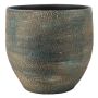 Ceramic flower pot AETIOS, colour gradient, blue-gold, 9,5"/24cm, Ø9,5"/24cm