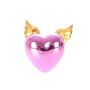 Decorative heart DIZZY with wings, made of ceramic, fuchsia-gold, 4.3"x3.5"x1.6"/11x9x4cm