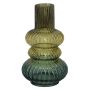 Glass table vase SIGURD with grooves, brown-cognac-blue-clear, 10"/25,2cm, Ø5.7"/14,6cm