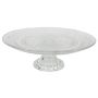 Glass cake plate ALVATIR with foot, pattern, clear, 3.1"/7,8cm, Ø7"/18cm