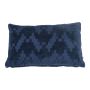 Soft velvet cushion ANJALI, navy blue, zigzag structural pattern, 20"x12"/50x30cm