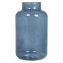 Glass flower vase SIARA, blue-transparent, 10"/25 cm, Ø 6"/15 cm
