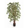 Decorative Ficus Benjamini JARLAN, real stems, green-white, 4ft/120cm