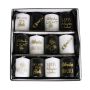 New Year's Eve pillar candles OVILA, 12 pieces, black-white-gold, 8cm, Ø6cm - Made in Germany