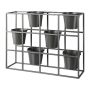Plant room divider made of metal UTOPIA with 6 plant pots, grey, 26"x7"x20"/65x17x52cm
