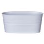 Oval zinc pot MICOLATO with grooves, white, 10"x5.1"x4.5"/25x13x11,5cm