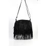 Fringed bag / shoulder bag NAVAJA made of genuine leather, dark blue, 32,5x28,5x4cm