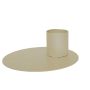 Metal candlestick holder TERENCE for dinner candles, mud, 4,5cm, Ø12,5cm