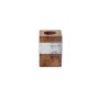 Rectangular wooden candlestick holder KARLINA for dinner candles, natural-white, 4x4x6cm
