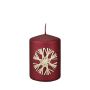 Pillar candle DINORA with straw star motif, carmine red, 10cm, Ø7cm, 42h - Made in Germany