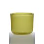 Candle glass NICK, cylinder/round, yellow-green, 4.3"/11cm, Ø5"/12,5cm