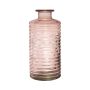 Decorative glass bottle STUART with grooves, pale pink-clear, 31cm, Ø14,5cm