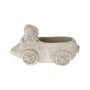 Plant pot Car RIANAS with bunny, cement, Easter decoration, grey-white, 7"x3.5"x3.7"/18x9x9,5cm