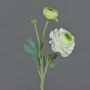Artificial ranunculus YAKIRA, white-green, 16"/40cm, Ø 1.6"-3.5"/4-9cm