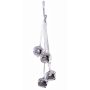 Christmas bells DARA, 4 pieces, hanging, silver, 14"/35cm, Ø 1.8"/4,5cm