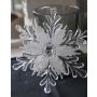 Acrylic hanging ornament Ice flower GEORGINA, glitter, transparent-silver-white, Ø 5.5"/14cm