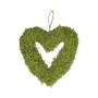 Decorative heart wreath MADISSON made of Iceland moss, for hanging, light green, 2"/5cm, Ø12"/30cm