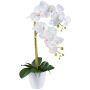 Artificial Phalaenopsis orchid BLENTOR in melamine planter, roots, white, 22"/55cm