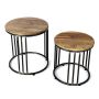 Round industrial side table CAISSA 2 pieces, brown-black, 15"/38,5cm, 17,5"/44cm