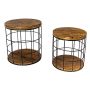 Round industrial side table CALIX 2 pieces, brown-black, 16"/40,5cm, 18,5"/46,5cm