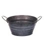 Small zinc tub KONNY with handles, grey-white, 3.5"/9cm, Ø7"/18cm