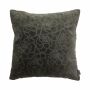Velvet cushion ALAIA, rose pattern, brown, 18"x18"/45x45cm