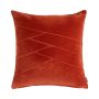 Cuddly velvet cushion NOELANI, diagonal decorative stitching, orange, 18"x18"/45x45cm