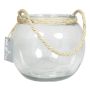 Round candle vase DAVY made of glass, with handle, transparent, 6"/15 cm, Ø 7"/18 cm